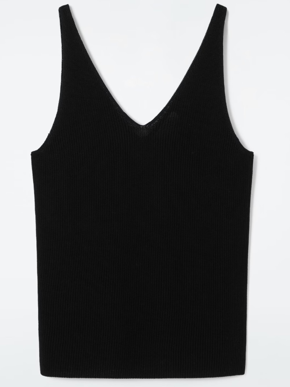 COS Black V-Neck Ribbed Tank | S